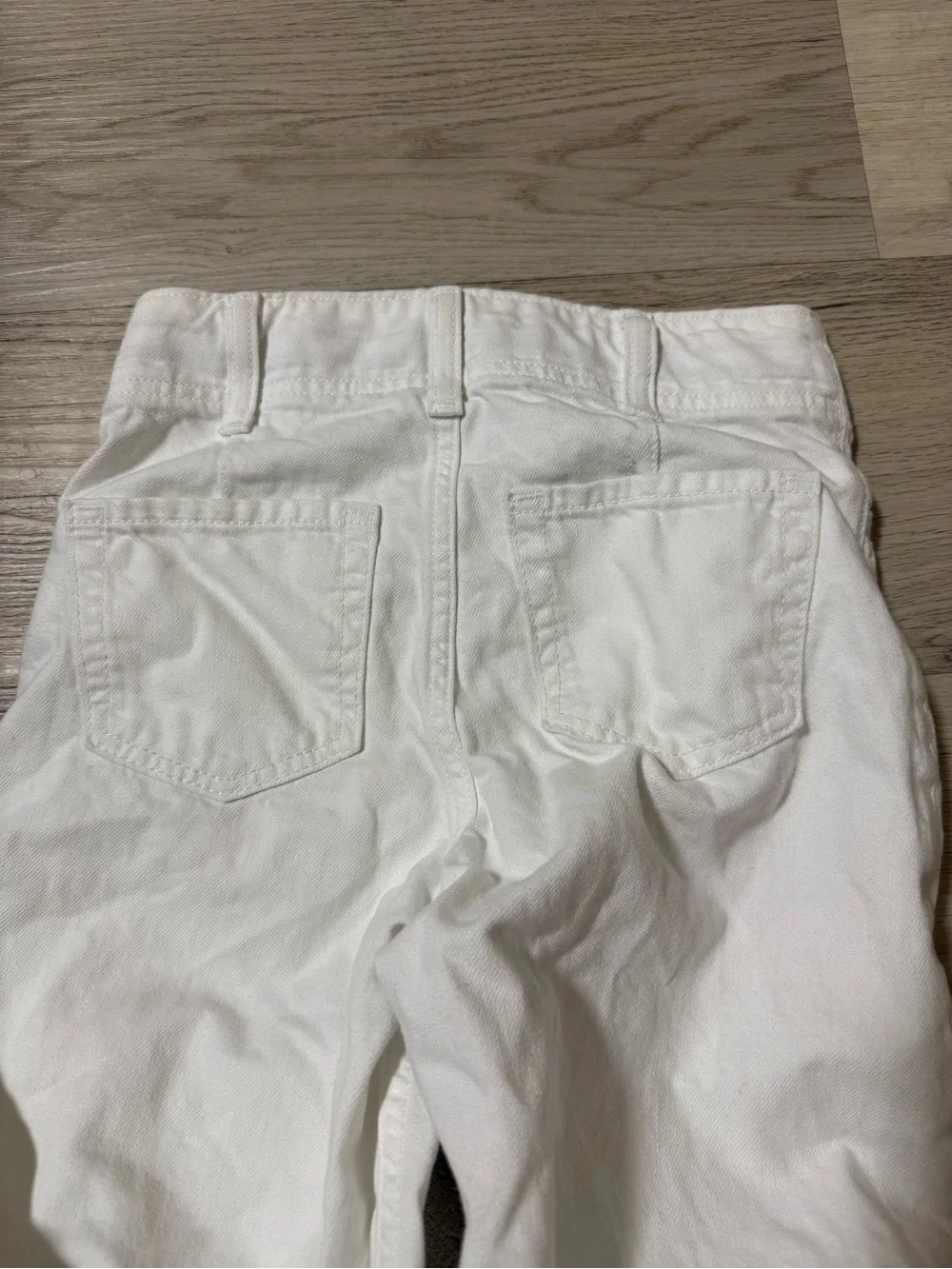 Gap Kids High Rise Stride Wide Angle Jeans White Denim Girls Size 8